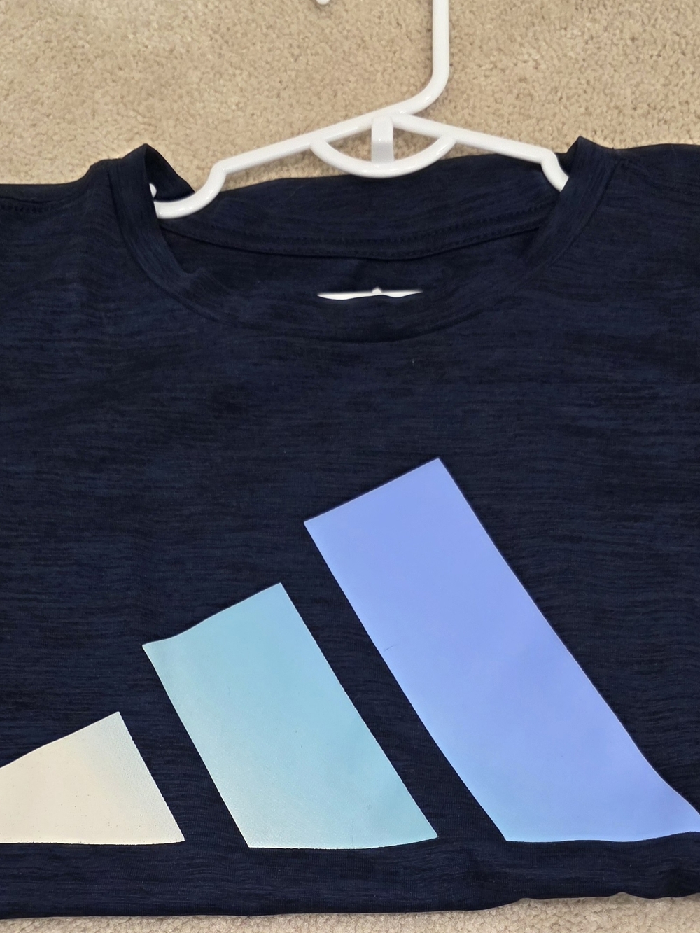Adidas Kids Navy Blue Graphic Tee with Reflective Stripe Logo